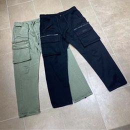 Calça masculina estilo japonês estilo solto lixo pernas linhas calças de trabalho para calças casuais masculinas com vários bolsos para calças de trabalho para meninos