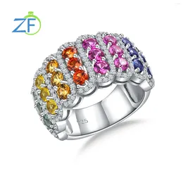 Cluster Rings GZ ZONGFA 925 Sterling Silver Eternity For Women 4.2ct Created Colorful Gemstone Wedding Party Fine Jewelry