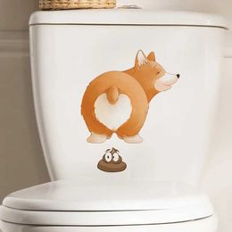 Tattoo Transfer Cute Fun Little Dog Wall Sticker For Bathroom Toilet Decor Mural Room Cupboard Home Decoration Background Self-adhesive Decals 240427