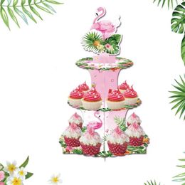 Festive Supplies Summer Hawaiian Children's Party Dessert Cake Decoration Table Pink Flamingo Cupcake Stand Birthday