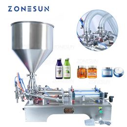 ZONESUN Semi-automatic Double Nozzles Paste Liquid Cream Honey Beverage Juice Filling Machine Pneumatic Oil Bottle Filler ZS-GY2