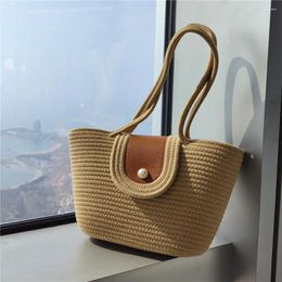 Storage Bags Hand-woven Cosmetics Bag Single Shoulder Make Up Organizer For Women Travel Accessories Picnic Basket Lady Girl Tote