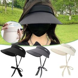 Wide Brim Hats Women Summer Sun Hat Big Empty Top Cap Outdoor UV Protection Sunscreen Girl Folding Visors Korean Caps