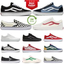 men women skateboard shoes canvas designer sneakers old skool classic white blue Checkerboard slip on Casual Shoes mens trainers