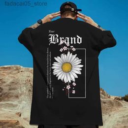 Men's T-Shirts New mens T-shirt Ko3d floral pattern casual fashionable hip-hop short sleeved loose plus size clothing daisy Q240425