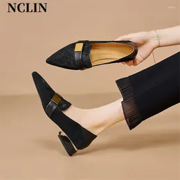 Casual Shoes 2024 Spring/Autumn Women Pumps Vintage Deep Cut Pointed Toe Loafers Low Heels For Ladies Zapatos De Mujer