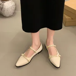 Casual Shoes Flat Bottomed Pointed Single Shoe Women's 2024 Spring And Autumn Temperament Chain Low Heel Comfortable