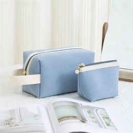 Cosmetic Bags Solid Colour Corduroy Makeup Pouch Bag Large Capacity Storage Portable Wash Skincare Toiletry Travel Set