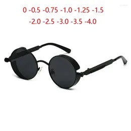 Sunglasses Round Steampunk Polarized Men Women Punk Goggles Retro Minus Lens Prescription 0 -0.5 -0.75 -1.0 To -6.0