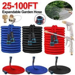 25-100FT Garden Water Gun Set Expandable Water Hose Garden Water Pipes High Pressure Telescopic Water Pipe for Garden Car Wash 240423