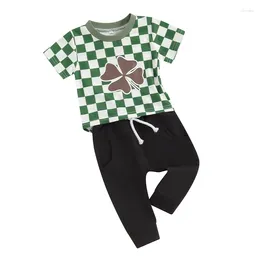 Clothing Sets Toddler Infant Baby Boy Irish Day Outfit Clover Print Short Sleeve T-shirt Born Boys Spring Summer Pants Set