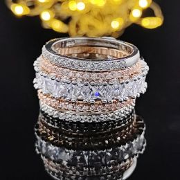 Bands 2023 New Arrival Rose Gold Colour 4 Pieces Stacked Stack Wedding Engagement Ring Sets For Women Fashion Band R5899