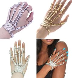 Tennis Punk Gothic Skeleton Skull Bone Hand Bangle Finger Bracelet Neutralbracelet Streetwear Jewelry Accessory Gift4837425