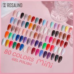 ROSALIND Mini Bottle Pure Colour Nail Gel Polish Hybrid Varnish Semi Permanent Art Soak Off UV Lamp Top Base Coat 240425