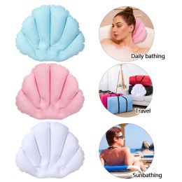 Pillow 1PC Inflatable Bath Pillow With Suction Cups Soft Spa Neck Support Pillow Bathtub Fanshaped Cushion Bathing Pillow Accessories