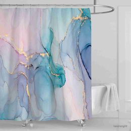 Shower Curtains Colourful abstract marble shower curtain creative Watercolour ink art geometric modern bathroom decoration 180 * 180cm with 12 hoo