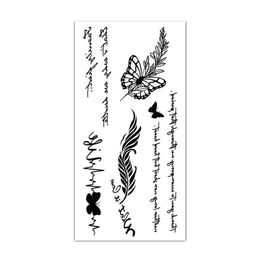 M2CP Tattoo Transfer Black White Butterfly Temporary Tattoo Flower Sketch Waterproof Long Lasting Tattoo Sticker Women Men Body Art Fake Tattoos 240427