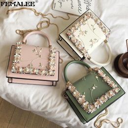 Shoulder Bags Luxury Embroidered Pearl Women Handbags Elegant Chains Bud Silk Messenger Purses Korean Texture Lace Female Hand