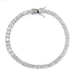 European Style 7a Quality 3mm Cubic Zirconia Stone White Gold Plated Chain Sterling Silver Tennis Chain Bracelet Necklace