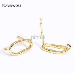 Stud 14K Gold Plated Brass Oval Post Earring With Open Jump RingThin Stud Earring Fittings DIY Fashion Earring For Women Wholesale d240426