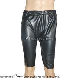 Black Sexy Latex Long Leg Boxer Shorts Briefs With Elastic Band Rubber Pants Panties Bottoms 00856402160