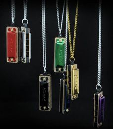 New 4 Holes 8 Tones Mini Harmonica wear on neck chain design Musical Instrument Educational for kids color random1656106