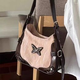 Totes Butterfly Pu Leather Shoulder Bag American Retro Handbag Armpit Storage Tote Women's Bags Purse