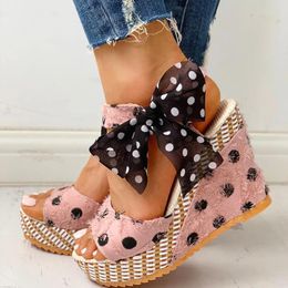 Casual Shoes 2024 Women Sandals Lace Leisure Wedges Heeled Summer Party Platform High Heels Woman