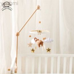 Mobiles# Baby Rattle Toy 0-12 Months Felt Wooden Mobile Newborn Music Box Crochet Bed Bell Hanging Toys Holder Bracket Infant Crib Toy d240426