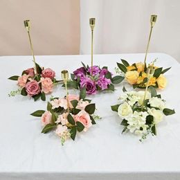 Decorative Flowers Simulation Rose Garland Artificial Flower Table Candlestick Fake Non-fading Anti-fall Christmas Ornament