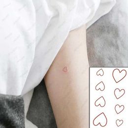 Tattoo Transfer Waterproof Temporary Tattoo Red Heart Chinese Japanese Text Cartoon Pattern Fake Tattoos Flash Tatoos Arm Body Art for Women Men 240426