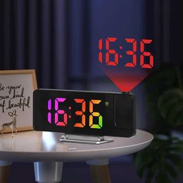 Desk Table Clocks Digital Alarm Clock 180 Rotation Time Projection Alarm Clock With Temperature Snooze Table Clock 12/24H USB Projector LED Clock