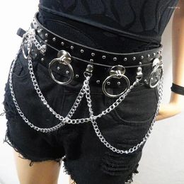 Belts Sexy Punk Leather Wide Belt Chain Gothic Rock Harness Body Bondage Waist Metal Big O-ring Suspenders Accessories