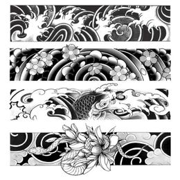 Tattoo Transfer 4PCS Body Art Temporary Tattoo Waterproof Plant-Based Retro Imitation Tattoo Half Arm Tattoo for Body Arm Chest Shoulder Thigh 240426