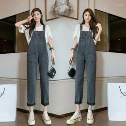 Women's Jeans Female Denim Jumpsuits Women Casual Design Wide-leg Suspenders Trousers All-match Ladies Fashion High Street Overalls Pants