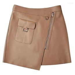 Skirts Hwitex Woman Genuine Leather Skirt Women Official Trench Femme High Waist Dress Causal Sexy Mini HW3086