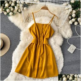 Urban Sexy Dresses Casual Yellow/Red/Blue Two Piece Set Elegant Notched Collar Party Long Sleeve Short Coat Add Spaghetti Strap Mini D Dhlul