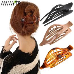 Hair Clips Barrettes AWAYTR Hair Claw Clip Barrette Duckbill for Women Fashion Crab Acrylic Hairpin Ponytail Hairgrip Girls Hair Accessories Headwear 240426