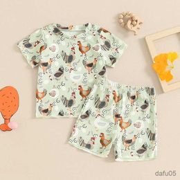 Clothing Sets Children Clothing Kids Clothes Girls Summer Cow Flower Print Short Sleeve Cotton T-shirts Shorts Set Casual Outfits