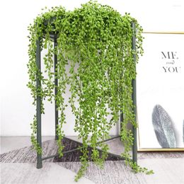 Decorative Flowers 70cm Artificial Green Plant Hanging Ivy Leaves Radish Seaweed Grape Fake Vine Home Garden Wall Party Decorations