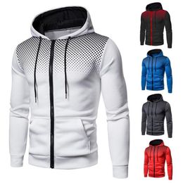 Men's Hoodies & Sweatshirts 2021 Spring Autumn Zip Up Hoodie Casual Sportswear Gradient Dot Hooded Tracksuit Outerwear270Z