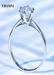 YHAMNI With Certificate Luxury Solitaire 10ct Diamond Wedding Ring Original Pure 18K White Gold Moissanite Rings for Women KR0185045225