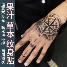 Tattoo Transfer Tattoo Stickers for Woman Man Arm Hand Herbal Temporary Tattoos Waterproof Compass Fake Tattoo Lasting Tattoo Sticker 240426