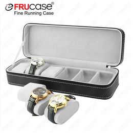 FRUCASE Black Watch Box 6 Grids PU Leather Case Storage for Quartz Watcches Jewelry Boxes Display Gift 240415