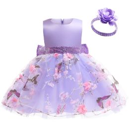 Care Flower Butterfly Baby Girls Dress 1 2 3 4 5 Years Summer Mesh Embroidery Little Princess Dress Christmas Party Gift Kids Clothes