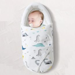 Swaddling Baby Swaddling Blanket Cotton Infant Nursery Wrap For Newborns Dinosaur Print Head Neck Protector Blanket Warm Baby Sleeping Bag