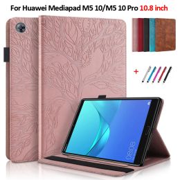 Case Tablet Cover For Huawei MediaPad M5 10.8 inch CMRAL09/W09/W19 Emboss Tree Flip Wallet Stand Cover For Huawei M5 10 Pro Case