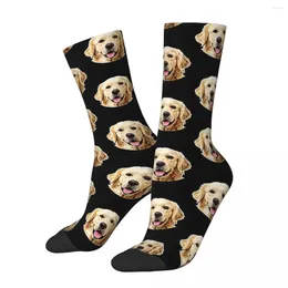 Men's Socks Funny Golden Retriever Face Portrait Harajuku Sweat Absorbing Stockings All Season Long Accessories For Unisex Gifts