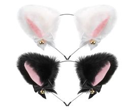 Plush Furry Cat Ears Headband with Ribbon Bells Halloween Cosplay Costume Accessories Anime Lolita Girl Party Hairband Headwear fo7040360