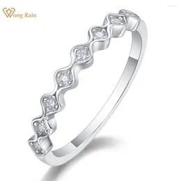 Cluster Rings Wong Rain 925 Sterling Silver 3EX VVS1 Sparkling Real Moissanite Pass Test Diamond Couple Ring Jewellery For Women Band Gifts